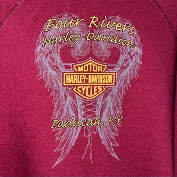 Harley Davidson XXL Burgundy Gold Blue French Terry Cloth Sweatshirt - Picture 13 of 13